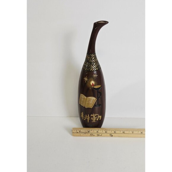 Chinese Wooden Carved Urn Vase - Picture 6 of 8